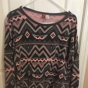 NWOT Divided grey and pink Sweater oversize tribal